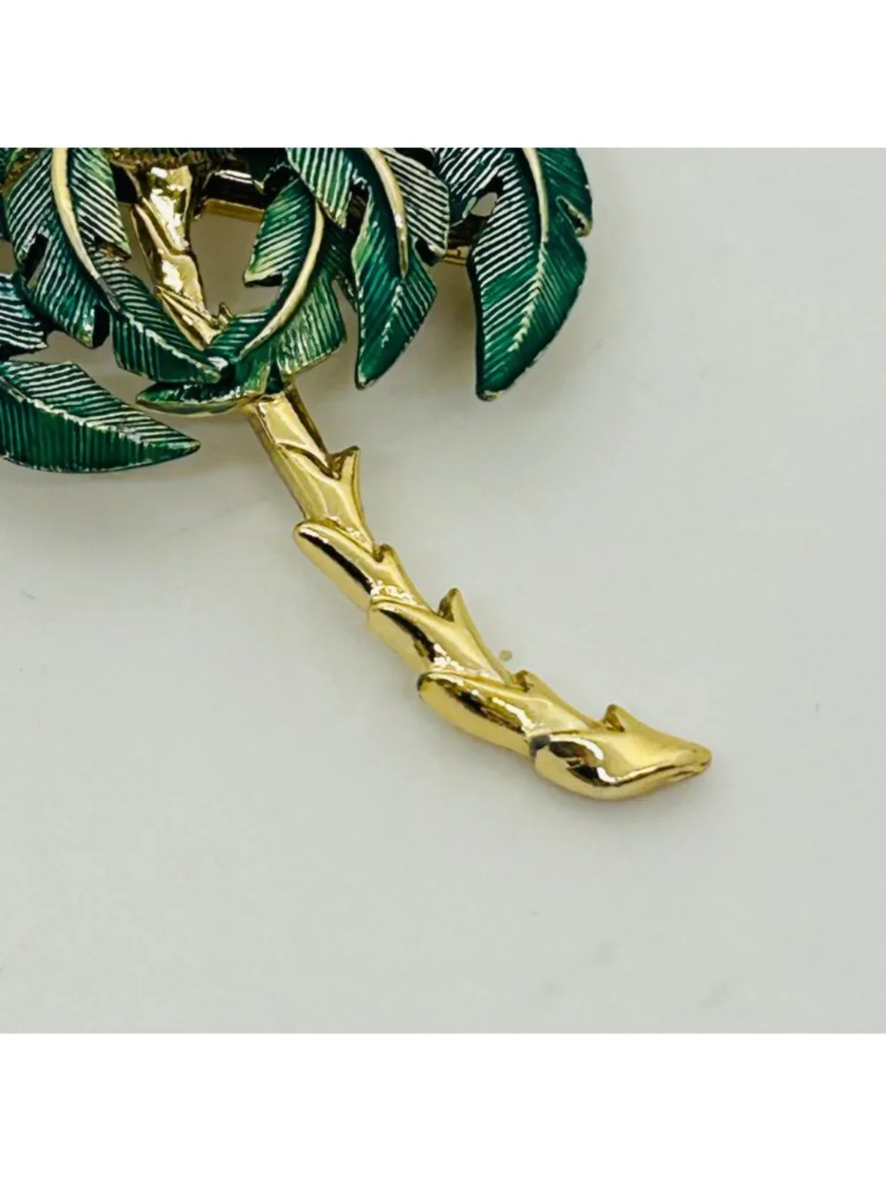 Vintage Palm Tree Brooch Green Enamel Gold Pin Beach Cruise Tropical Vacation